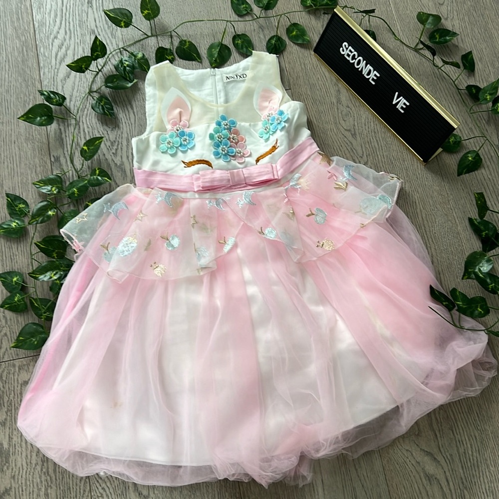 Unicorn tulle special occasion dress dress for toddler